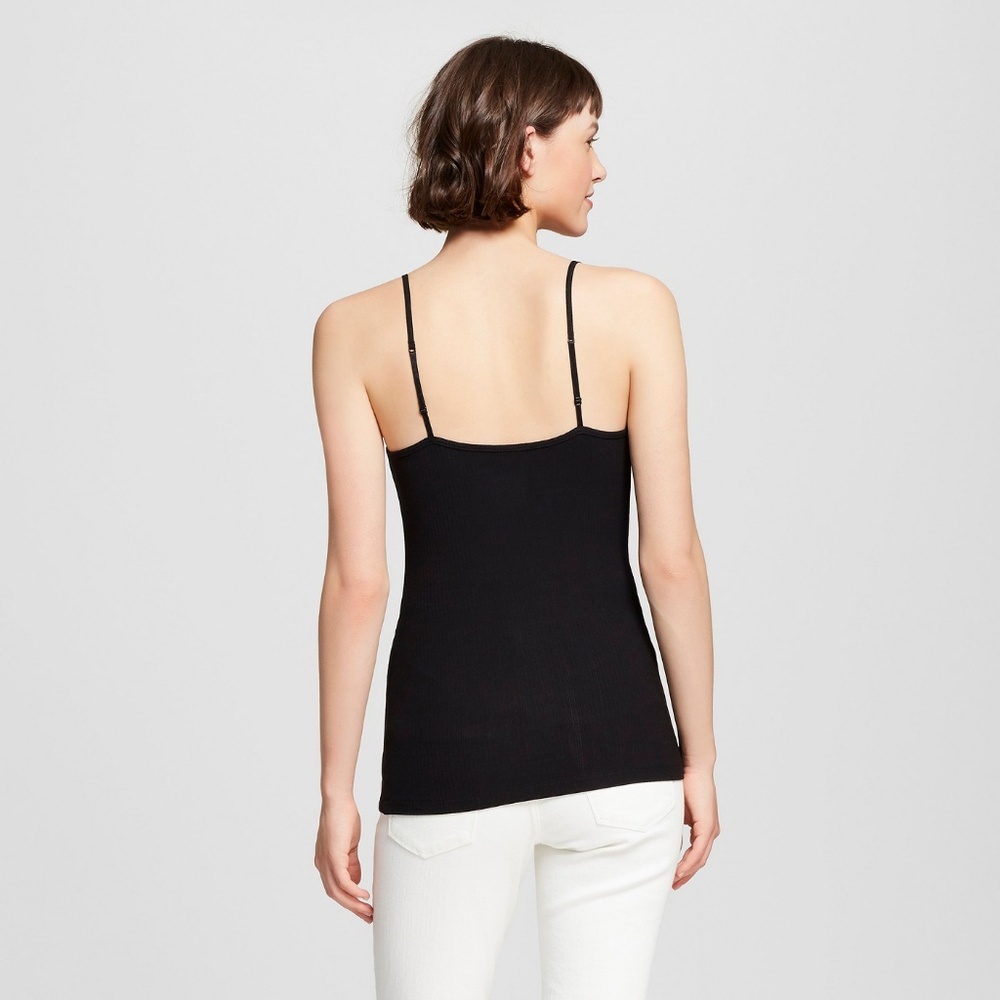NWT BLACK Any Day Ribbed Lace Cami A New Day, MED - Picture 3 of 3